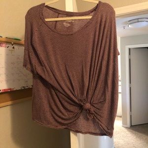 Maroon and white stripped shirt